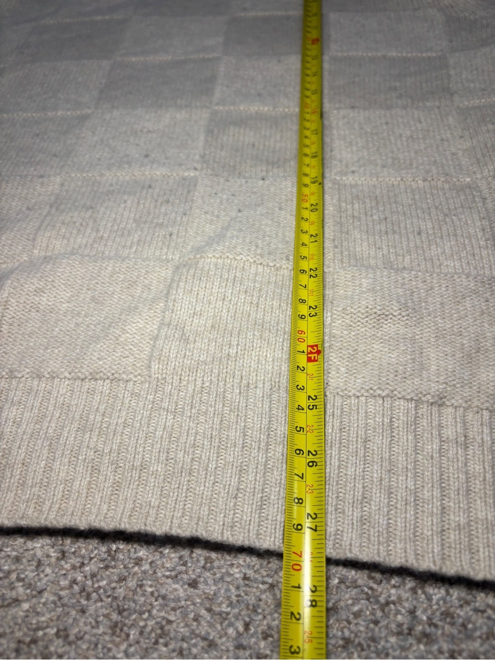 Madewell Men’s Checkerboard Beige Cream Sweater Oversize Fit Wool Blend Medium - Picture 9 of 9